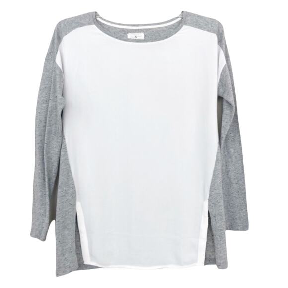 Lou & Grey White Gray Color Block Shirt Sz S - Picture 1 of 5